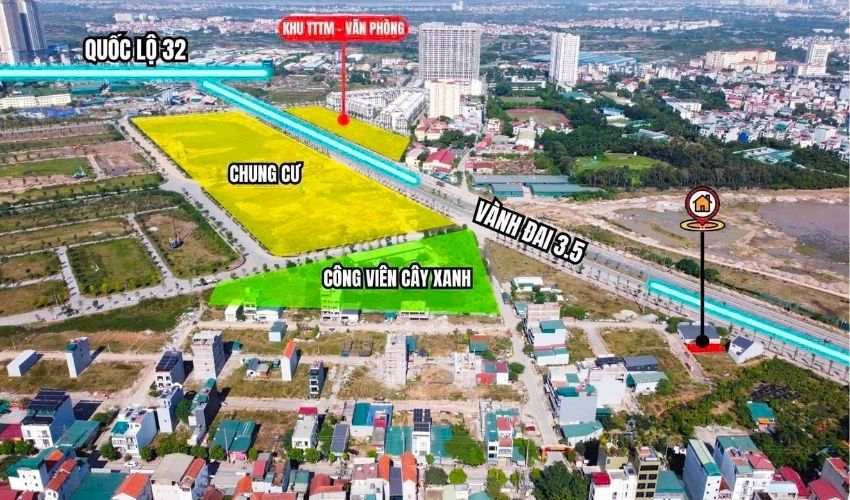 Dự án The Flame Vine nằm trên mặt đường vành đai 3.5 thuộc dự án Hinode Royal Park, Hoài Đức