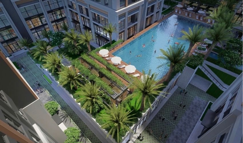 Hồ nước trung tâm của dự án The Flame Vine Hoài Đức